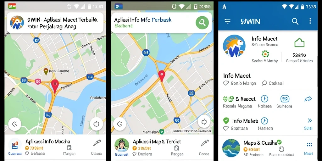 Tampilan antarmuka 9WIN dengan peta dan informasi kemacetan real-time.