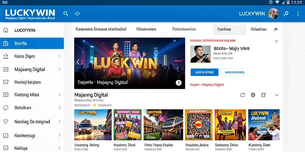 Antarmuka modern LUCKYWIN untuk Majalah Digital yang informatif.