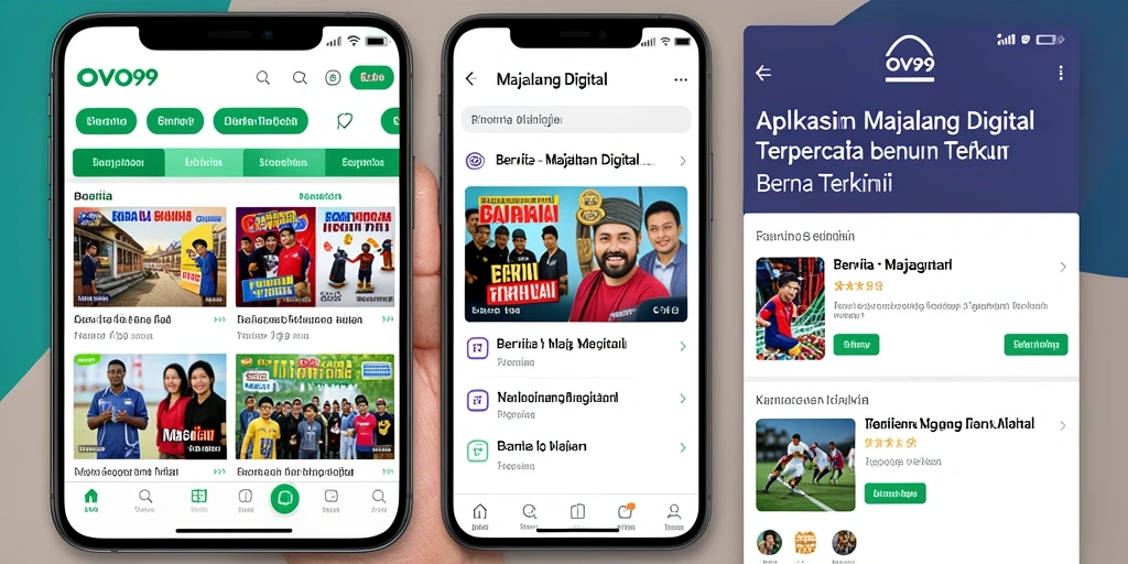 Tampilan aplikasi OVO99 yang menarik dan informatif untuk berita terkini.