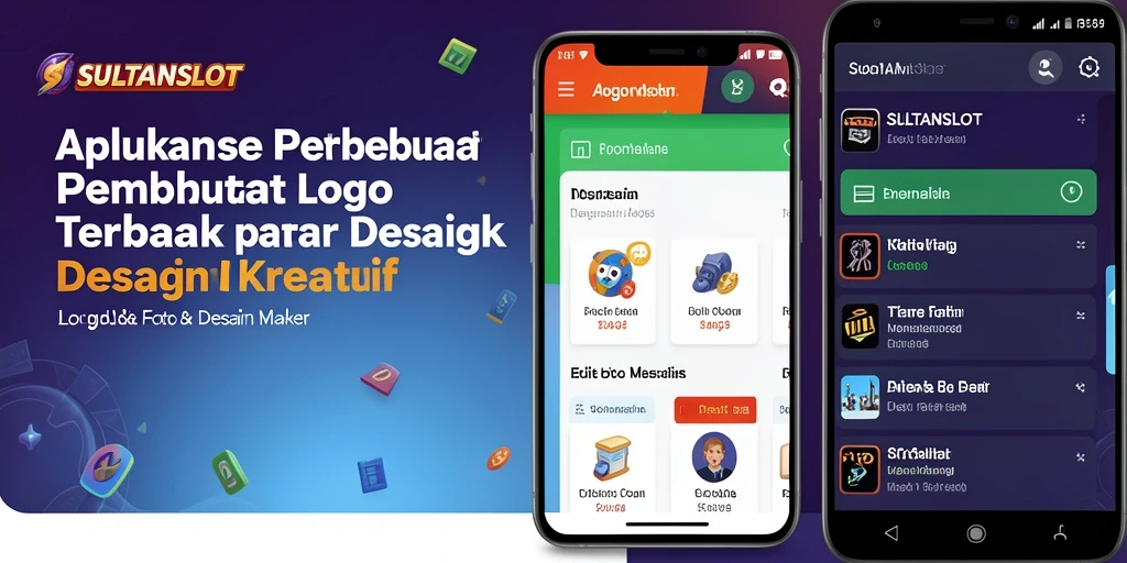 Antarmuka SULTANSLOT yang menunjukkan berbagai pilihan logo dan fitur desain.