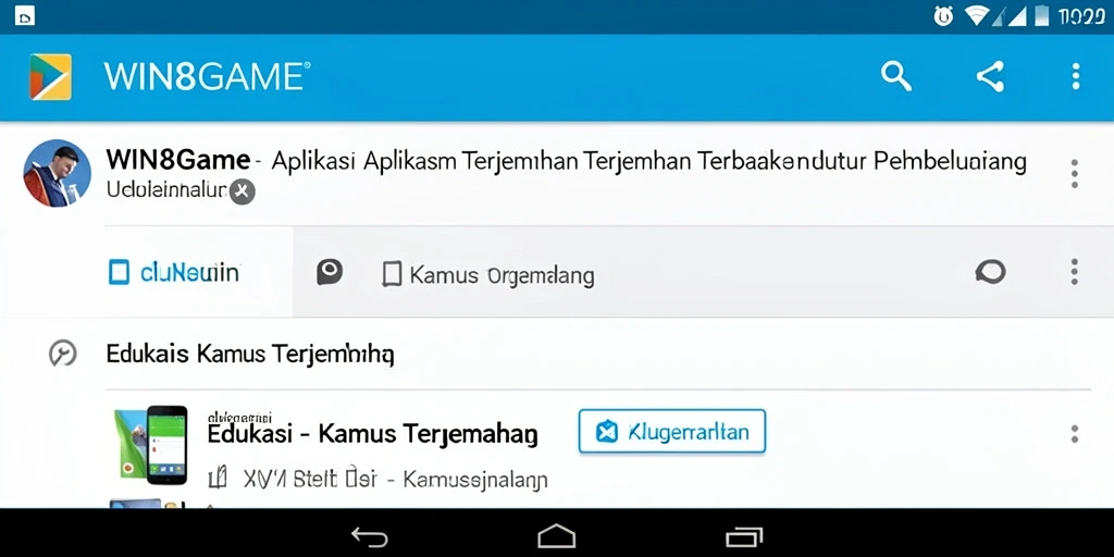 Tampilan antarmuka WIN8GAME dengan fitur kamus terjemahan.